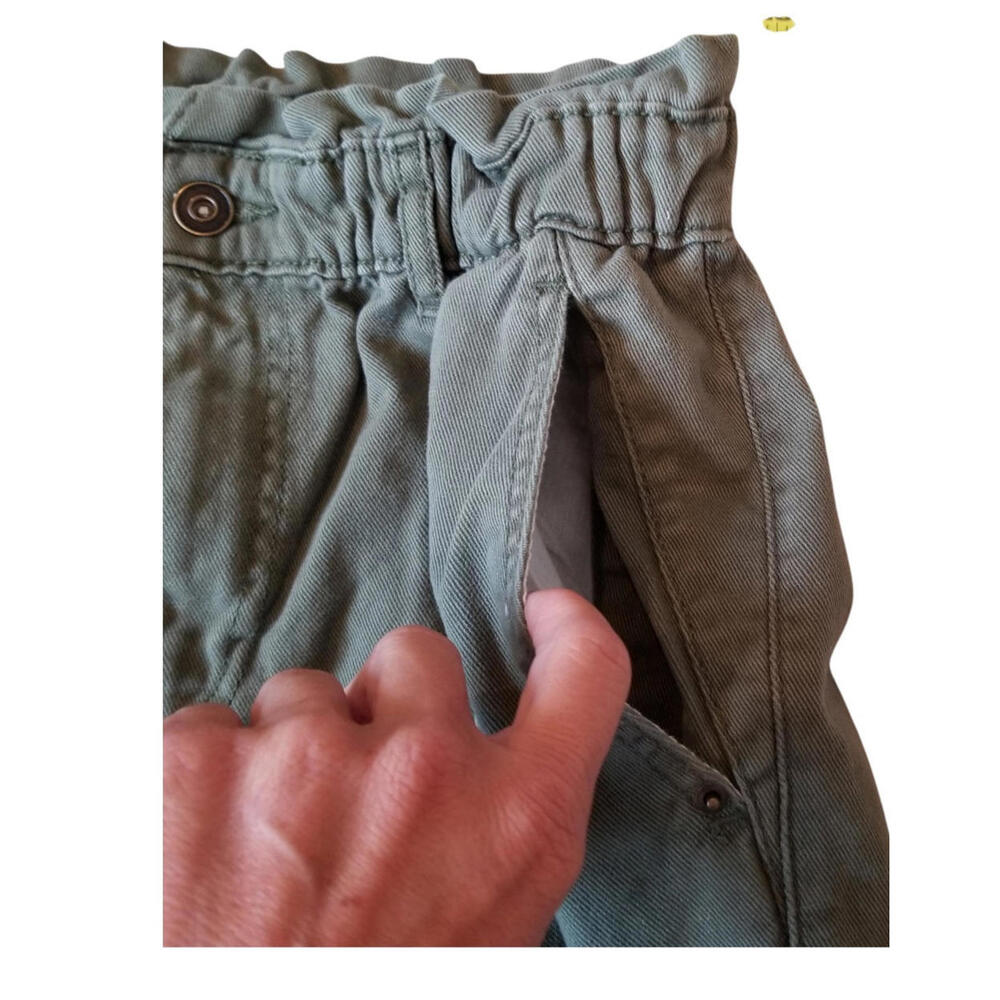 7 For All Mankind Jeans Women's Size 28 Green Denim Paper bag High Rise Elastic - Picture 5 of 9